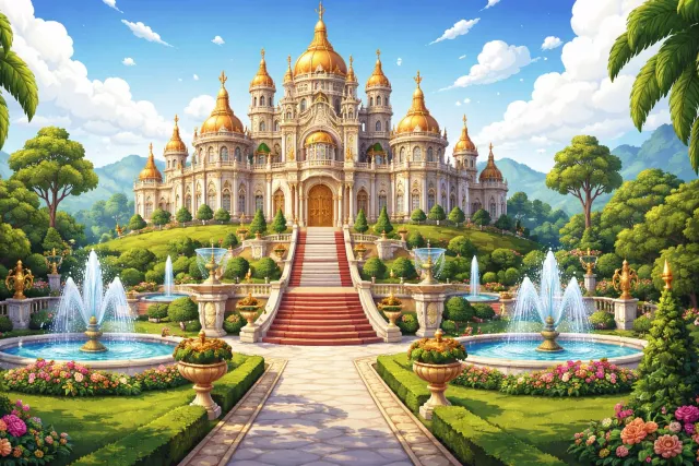Palatial - Resembling a palace; grand and luxurious.