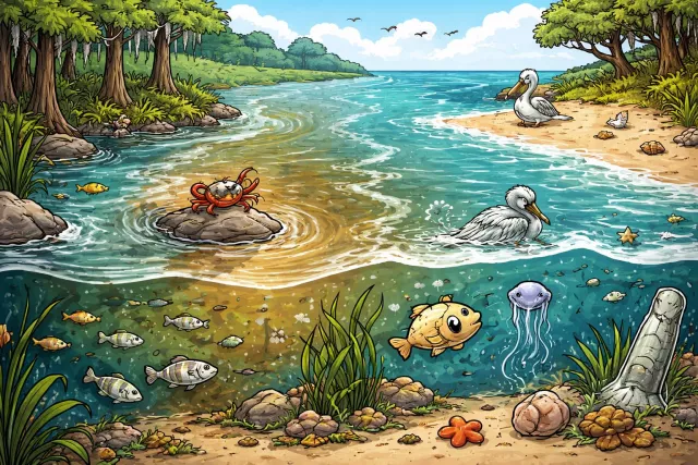 Brackish - Slightly salty, especially because of a mixture of seawater and freshwater.