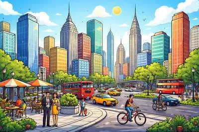 Metropolitan - Relating to a large city or urban area.
