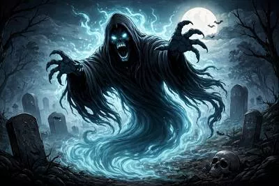 Wraith - A ghost or ghost-like image of someone; a faint shadowy apparition.