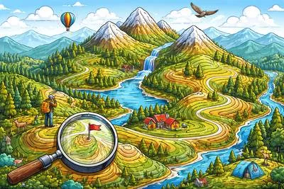 Topography - The arrangement and description of the natural and physical features of an area.