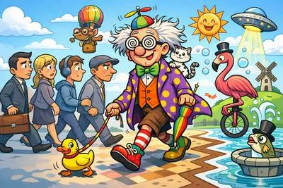 Eccentric - Unconventional and slightly strange in behavior or appearance.