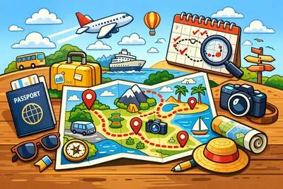 Itinerary - A planned route or journey, including the places to be visited.