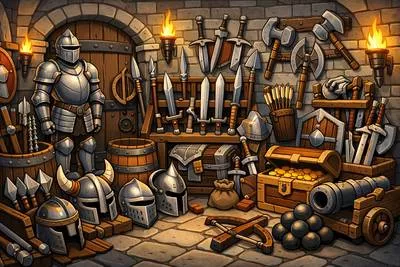 Armory - A place where weapons and military equipment are stored.