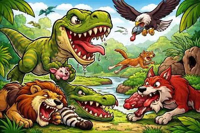 Carnivorous - Feeding on the flesh of other animals. (मांसाहारी)