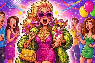 Gaudy - Extravagantly bright or showy, usually in a tasteless way.