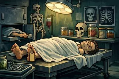 Cadaver - A dead human body, especially one used for medical study.