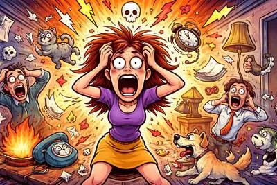 Hysteria - Extreme and uncontrolled emotion or excitement, often involving panic.