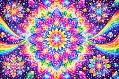 Kaleidoscopic - Having complex patterns of colors; constantly changing or shifting. (रंगबिरंगा और निरंतर बदलने वाला)