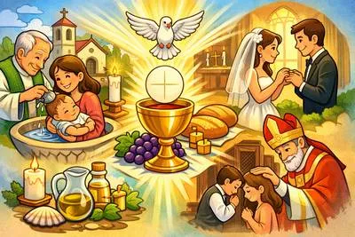 Sacrament - A religious ceremony or rite regarded as an outward and visible sign of divine grace.