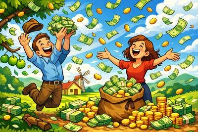 Windfall - A sudden and unexpected gain, especially money or good fortune. (अप्रत्याशित लाभ)