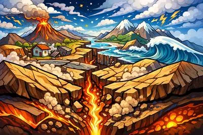 Tectonic - Relating to the structure of the earth’s crust and the movement of its plates; very large and significant.
