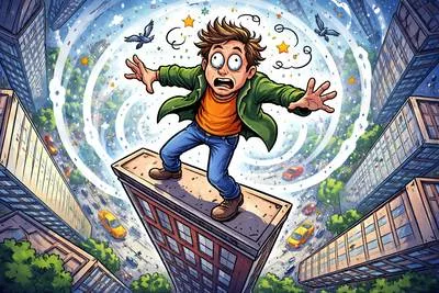 Vertigo - A sensation of dizziness and spinning, as if you or the surroundings are moving.