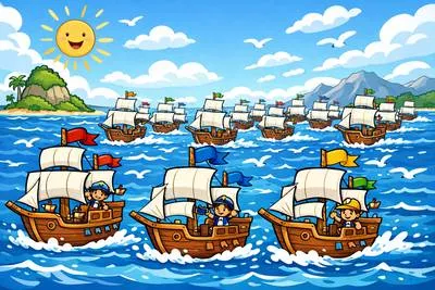 Flotilla - A group of small ships or boats sailing together.
