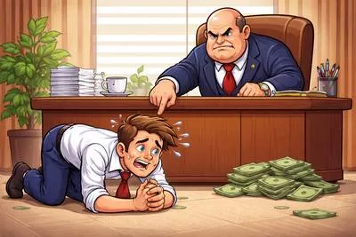 Grovel - Act in an excessively obedient or servile way.