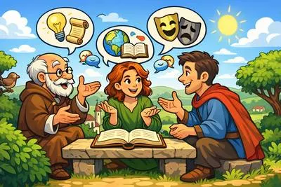 Colloquy - A conversation or dialogue between two or more people. (वार्तालाप)