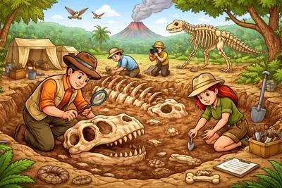 Paleontology - The branch of science concerned with fossils and ancient life forms.