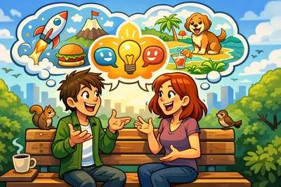 Confabulate - Talk casually for a long time; also, to invent false details without the intention to deceive. (काल्पनिक बातें गढ़ना / अनौपचारिक बातचीत करना)