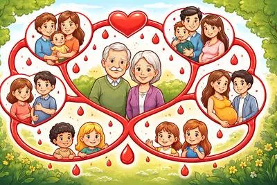 Consanguinity - The state of being related by blood or having a common ancestry. (रक्त-संबंध)