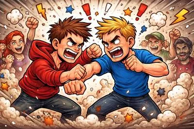 Combative - Ready or eager to fight or argue. (झगड़ालू / लड़ाकू)