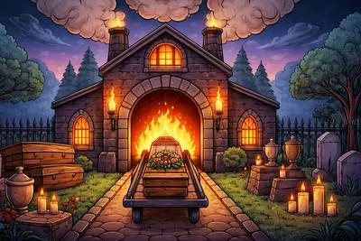 Crematorium - A place where dead bodies are burned. (श्मशान गृह)