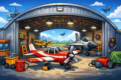 Hangar - A large building used for housing aircraft.