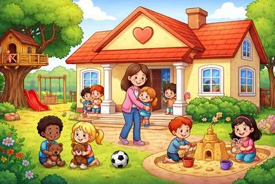 Orphanage - A home or institution where children without parents are cared for. (अनाथालय)