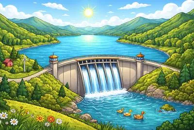 Reservoir - A large natural or artificial lake used for storing water. (जलाशय)