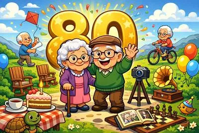 Octogenarian - A person who is between 80 and 89 years old. (अस्सी से नवासी वर्ष की आयु का व्यक्ति)