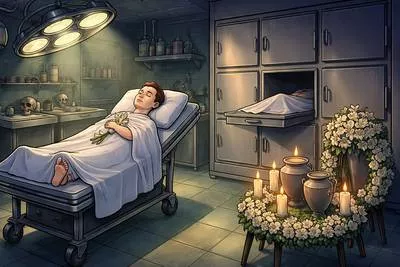 Mortuary - A place where dead bodies are kept before burial, cremation, or examination.