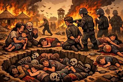Genocide - The deliberate and systematic killing of a large group of people, especially those belonging to a particular ethnic, racial, religious, or national group.