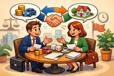 Negotiate - Try to reach an agreement or compromise through discussion.