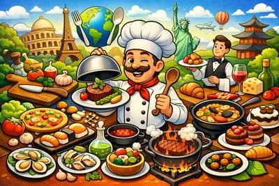 Gastronomy - The art or practice of preparing, cooking, and enjoying good food.