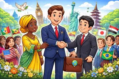 Ambassador - An official representative sent by one country to another country. (राजदूत)