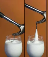 Fast-moving cornstarch acts like a liquid before hardening