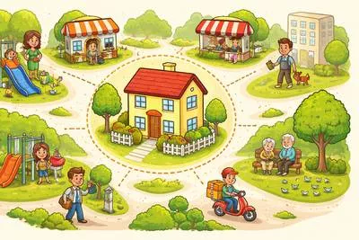 Vicinity - The area near or surrounding a particular place.