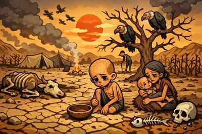 Famine - An extreme scarcity of food in a region, causing widespread hunger.