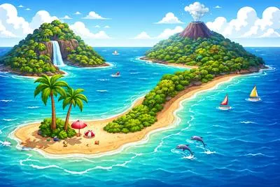 Isthmus - A narrow strip of land with sea on both sides, joining two larger areas of land.