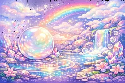 Opalescent - Showing a milky or rainbow-like glow with changing colors, like an opal.