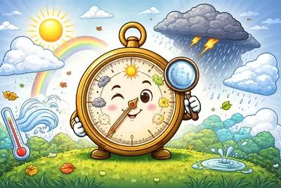Barometer - An instrument used to measure atmospheric pressure; also something that indicates or shows changes in a situation. (वायुदाबमापी / सूचक)