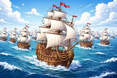 Armada - A large fleet of warships or ships. (युद्धपोतों का बेड़ा)