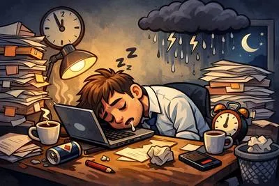 Fatigue - Extreme tiredness caused by physical or mental exertion. (थकान)