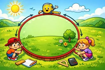 Circumference - The boundary or outer edge of a circle; the distance around a circle.