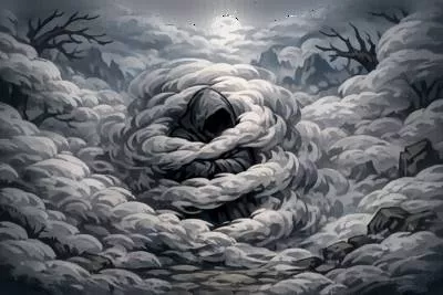 Enshroud - Cover or envelop completely, especially in darkness, mist, or secrecy.