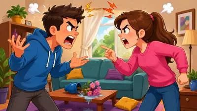 Quarrel - To argue angrily with someone; an angry disagreement.