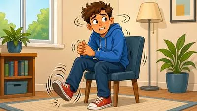 Fidget - To make small restless movements, especially because of nervousness, boredom, or impatience.