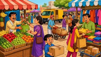 Commerce - The activity of buying and selling goods and services, especially on a large scale. (वाणिज्य / व्यापार)