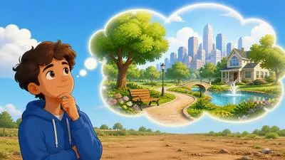 Envision - To imagine or picture something in the mind, especially something that may happen in the future. (कल्पना करना)