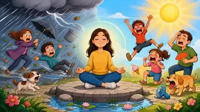 Equable - Calm, steady, and not easily disturbed; not changing suddenly or greatly.