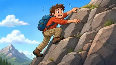 Clamber - To climb with difficulty, usually using both hands and feet.